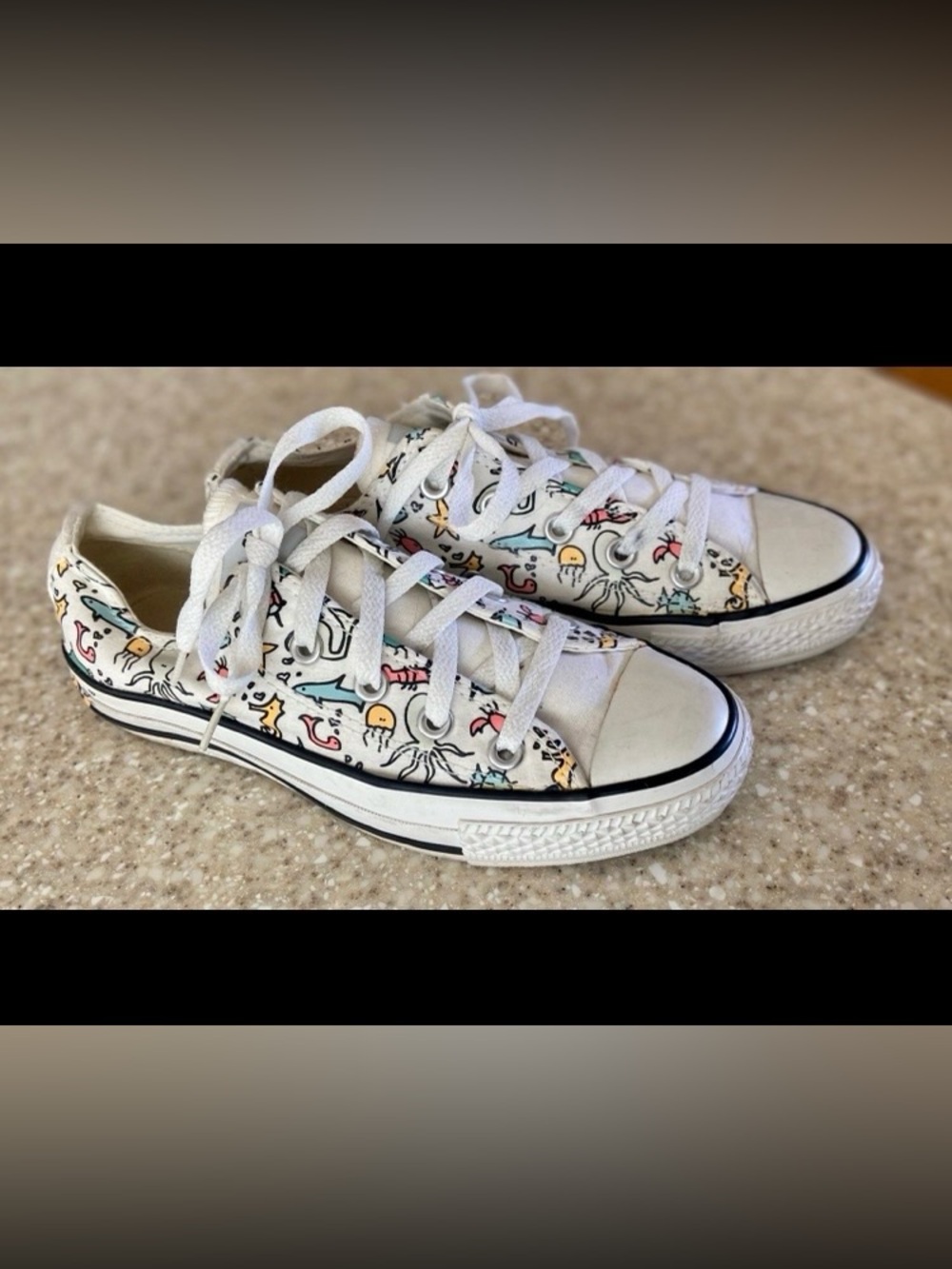 Converse White Women’s Sneakers with Multicolor Ocean Motif - Picture 6 of 6